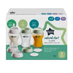 Tommee Tippee Natural Start 3 Uses Glass Bottle, Cup or Jar Set, 9pc
