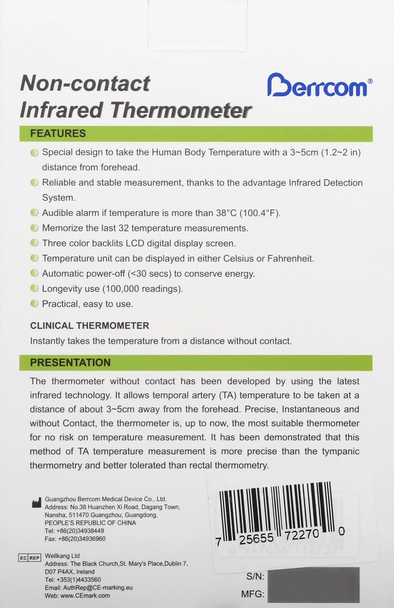 slide 7 of 9, Berrcom Non-Contact Infrared Thermometer 1 ea, 1 ct