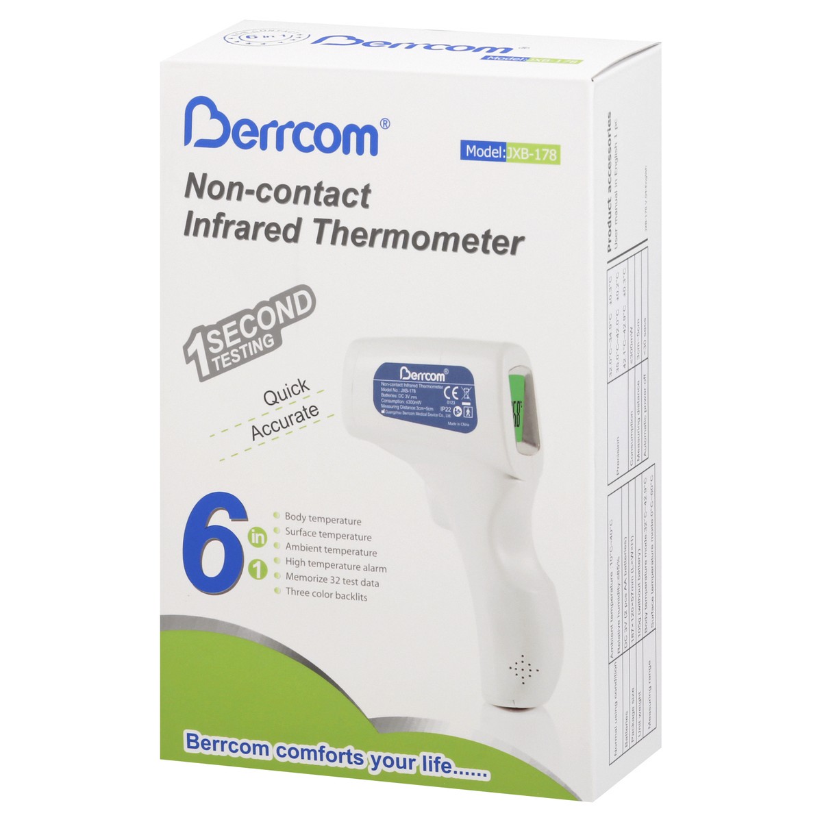 slide 9 of 9, Berrcom Non-Contact Infrared Thermometer 1 ea, 1 ct