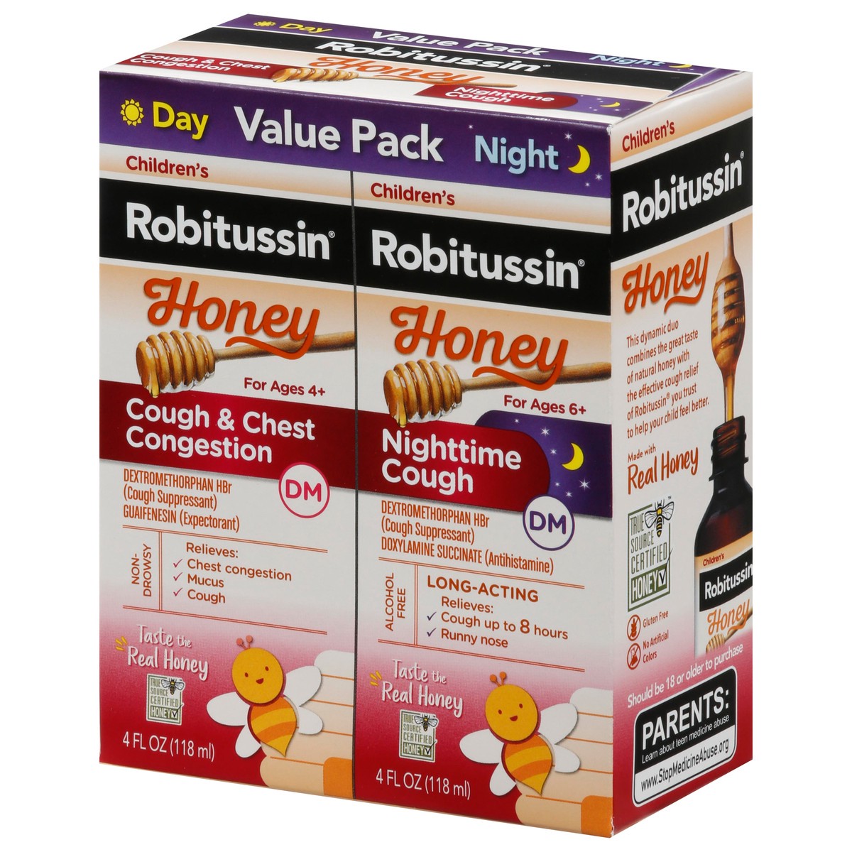 slide 2 of 10, Robitussin Value Pack Children's Honey Day & Night Cough DM 2 - 4 fl oz Bottles, 2 ct; 4 fl oz