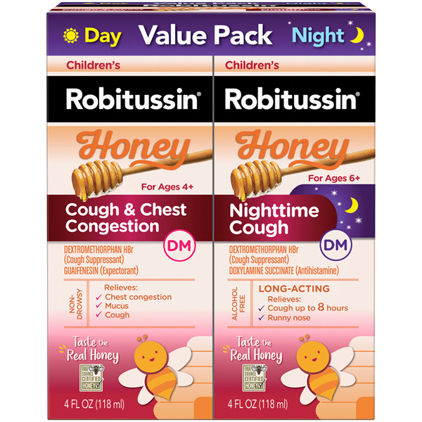 slide 1 of 1, Robitussin Children's Honey Day & Night, 2 ct; 4 fl oz