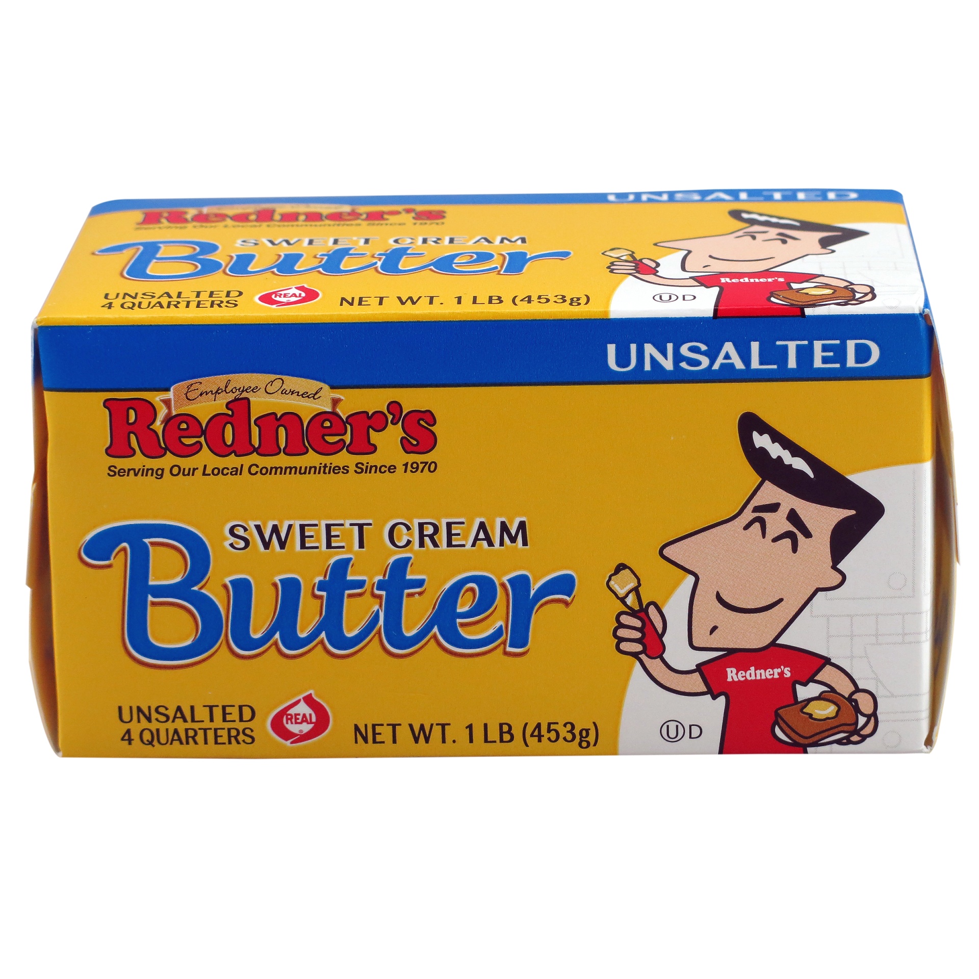 slide 1 of 1, Redner's Unsalted Butter, 16 oz