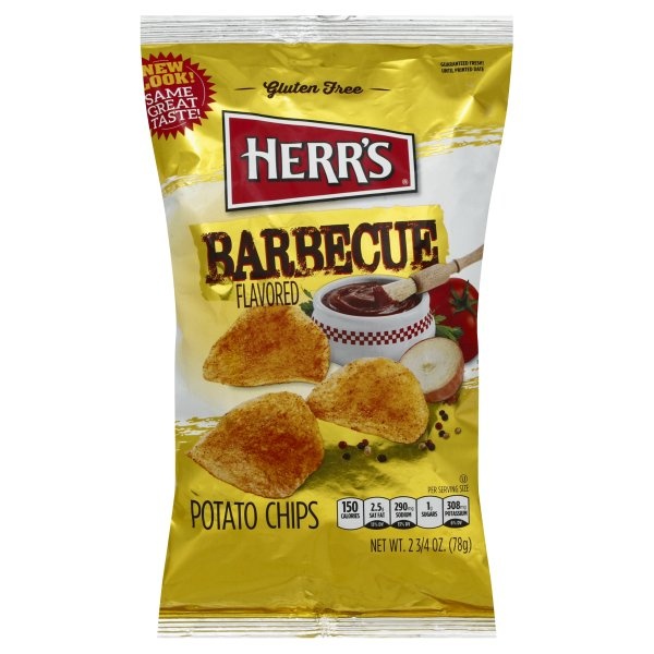 slide 1 of 1, Herr's Potato Chips, Barbecue, 2.88 oz