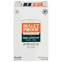 Bulletproof Medium-Dark The High Achiever Enhanced Coffee 10 - 0.46 oz Pods