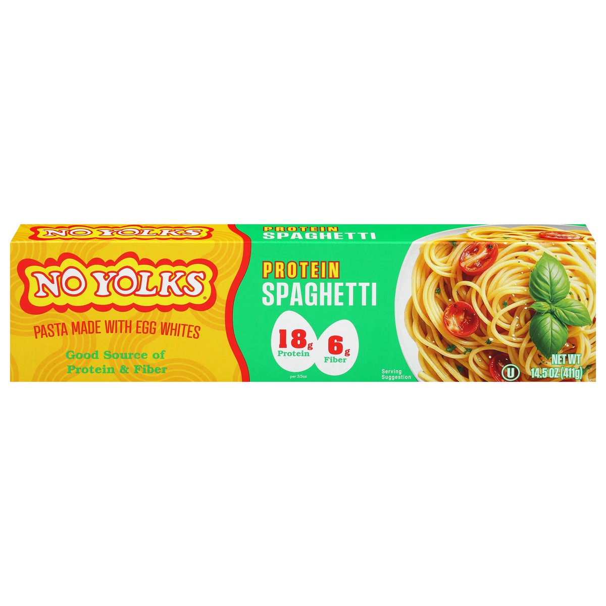 slide 2 of 4, "no Yolk Prtn Spag", 14 inoz in