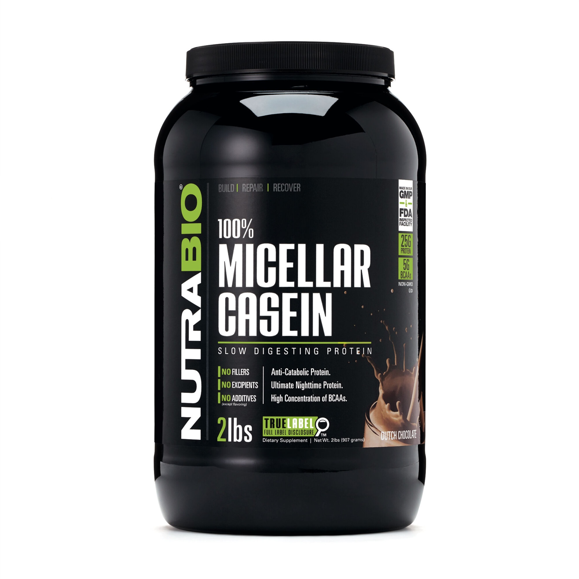 slide 1 of 1, NutraBio 100% Micellar Casein - Dutch Chocolate, 2 lb