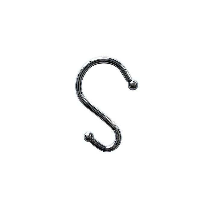 slide 1 of 1, Simply Essential Shower Hooks with Bar - Chrome/Stainless, 12 ct