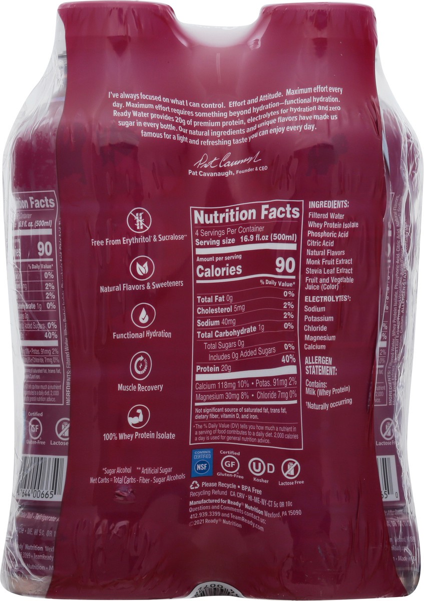 slide 8 of 9, Ready Nutrition Ready 4 Pack Black Cherry Protein Water 4-16.9 fl oz Bottles - 4 ct, 4 ct