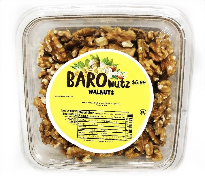 slide 1 of 1, Baro Nuts B/Nut Wlnts Lt Hlvs, 8 oz