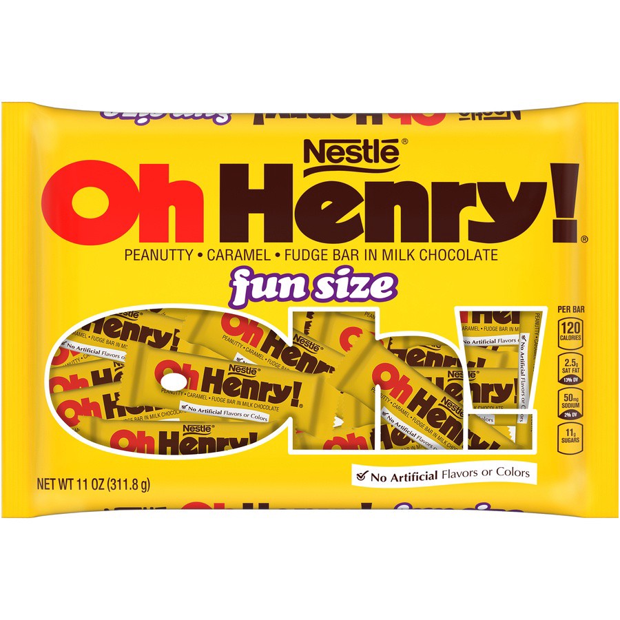 slide 1 of 6, Nestlé Oh Henry! Peanutty Caramel Fudge Bar Fun Size, 11 oz