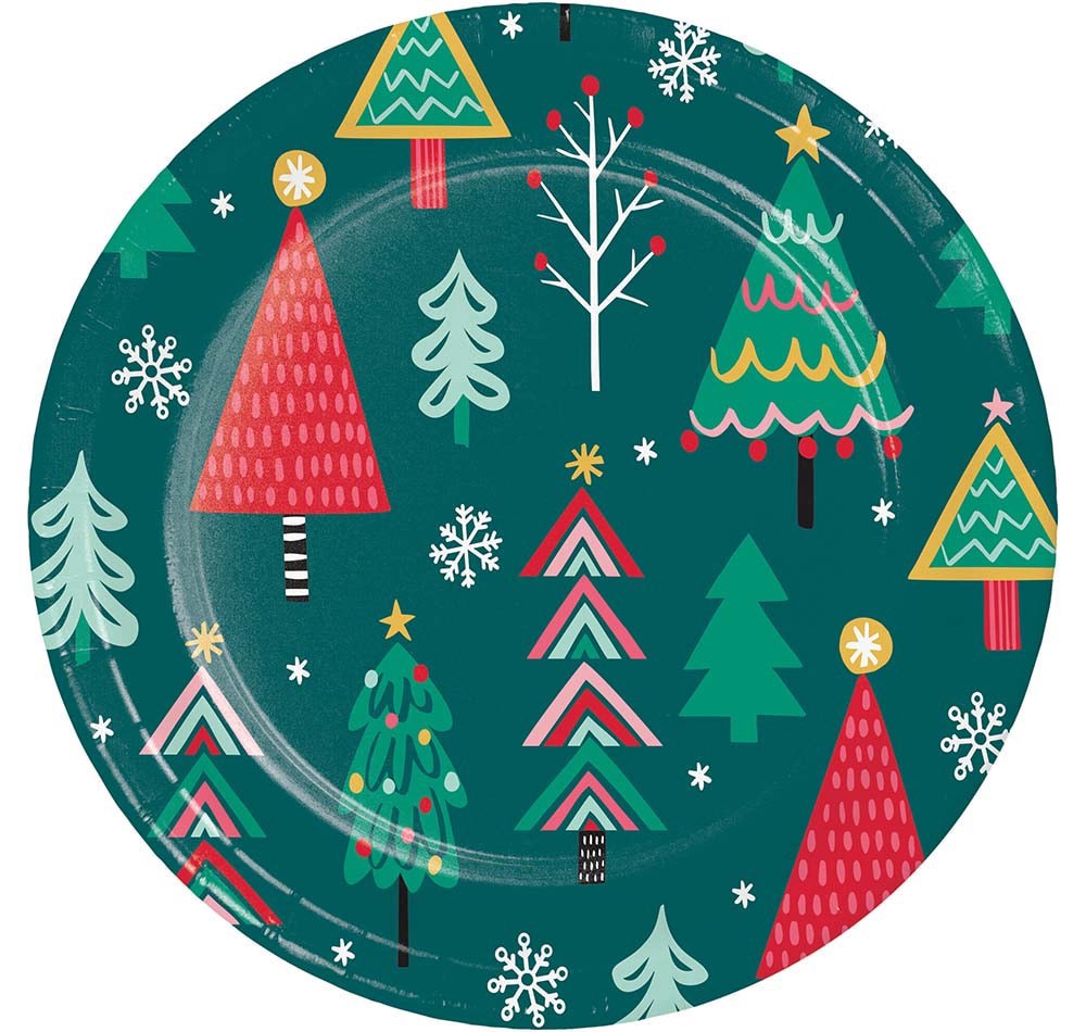 slide 2 of 2, Party Creations Joyful Trees Lunch Plates, 8 ct