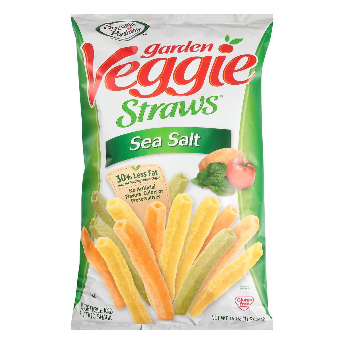 slide 1 of 7, Sensible Portions Garden Veggie Straws Sea Salt Vegetable & Potato Snack 16 oz. Bag, 16 oz