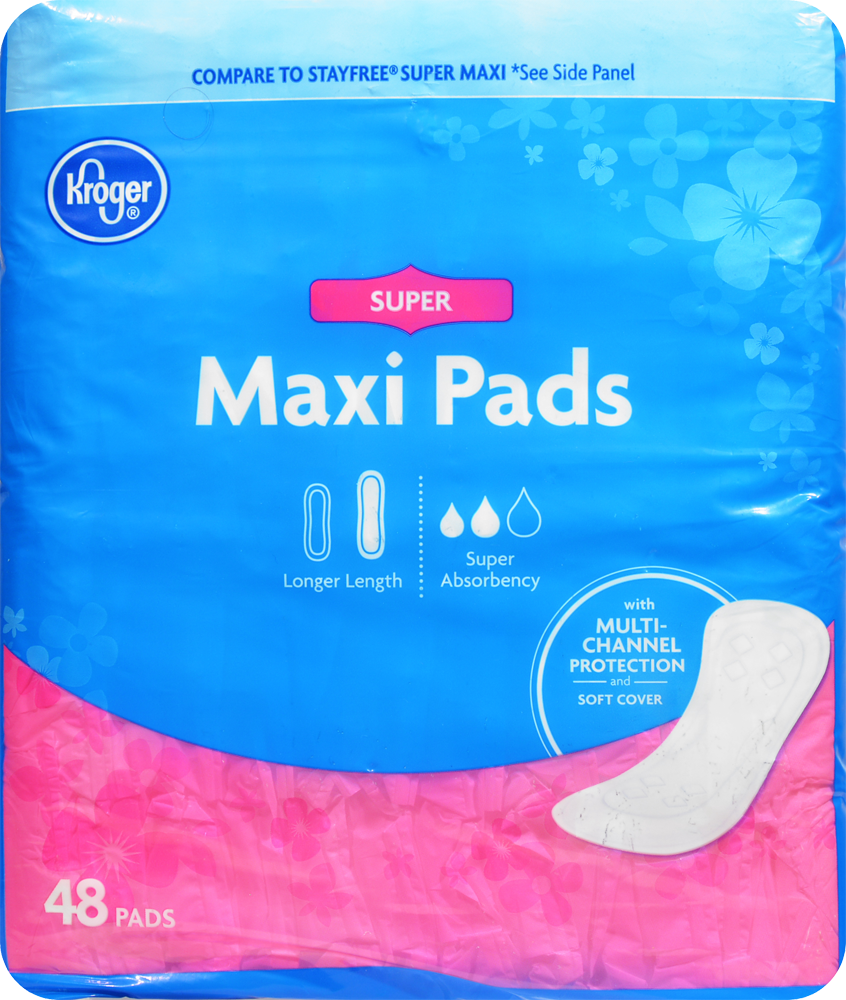 slide 1 of 1, Kroger Super Maxi Pads, 48 ct