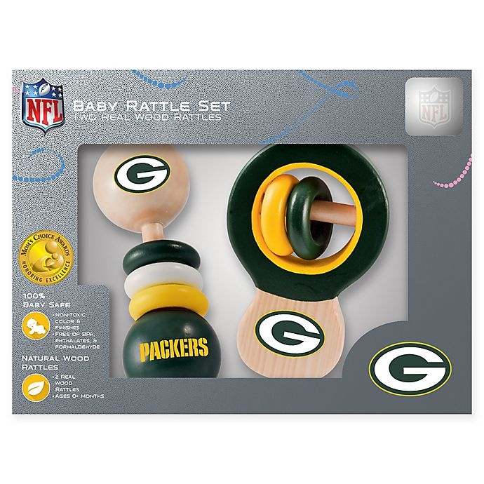 slide 1 of 1, NFL Green Bay Packers Baby Rattles, 2 ct