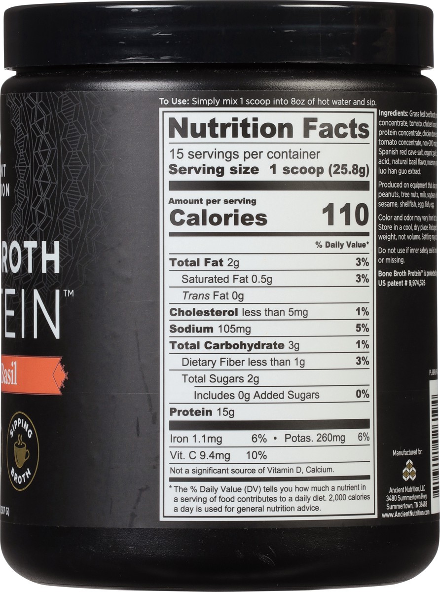 slide 13 of 14, Ancient Nutrition Bone Broth Protein Tomato Basil, 13.7 oz