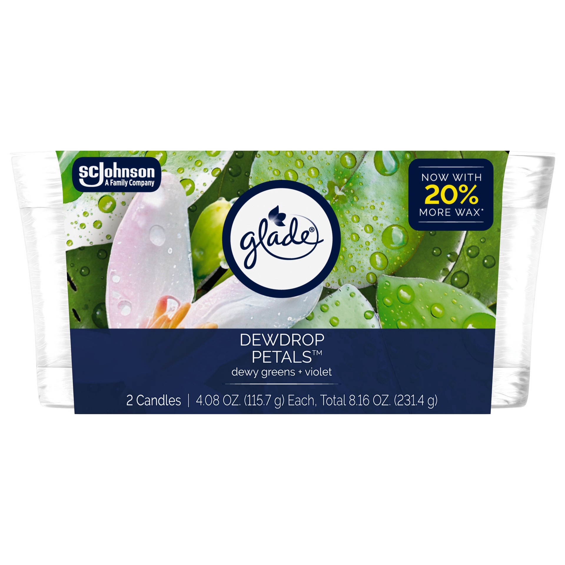 slide 1 of 1, Glade Candle - Dewdrop Petals, 2 Pack, 8.1 oz
