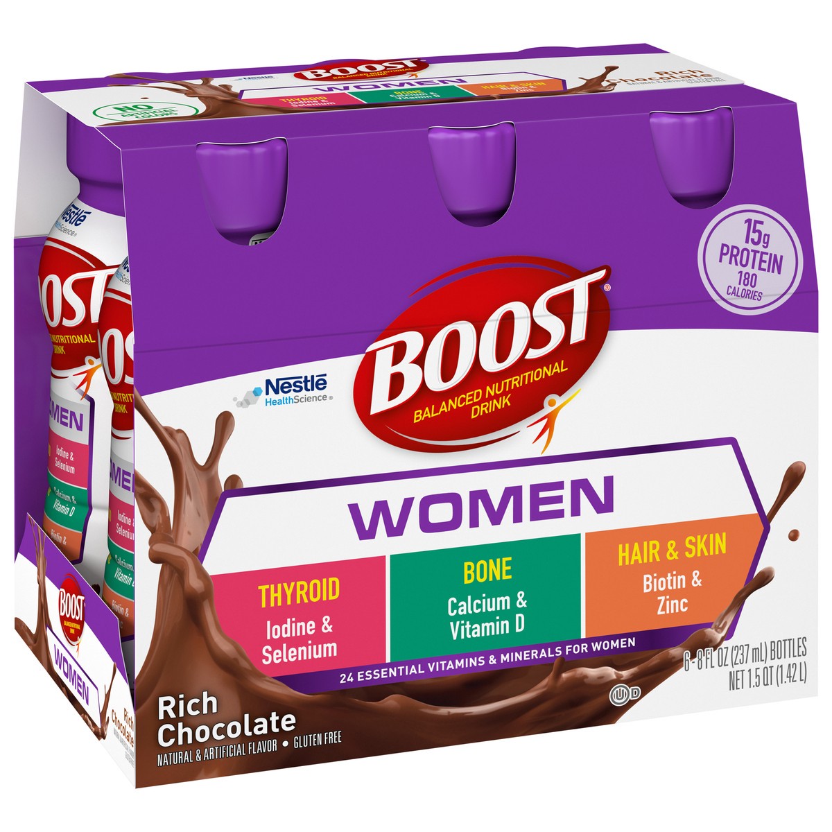 slide 8 of 9, Boost Calorie Smart Nutritional Drinks - Chocolate, 6 ct; 8 fl oz