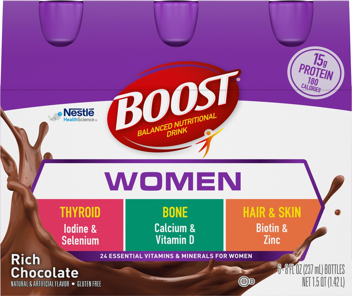 slide 2 of 9, Boost Calorie Smart Nutritional Drinks - Chocolate, 6 ct; 8 fl oz