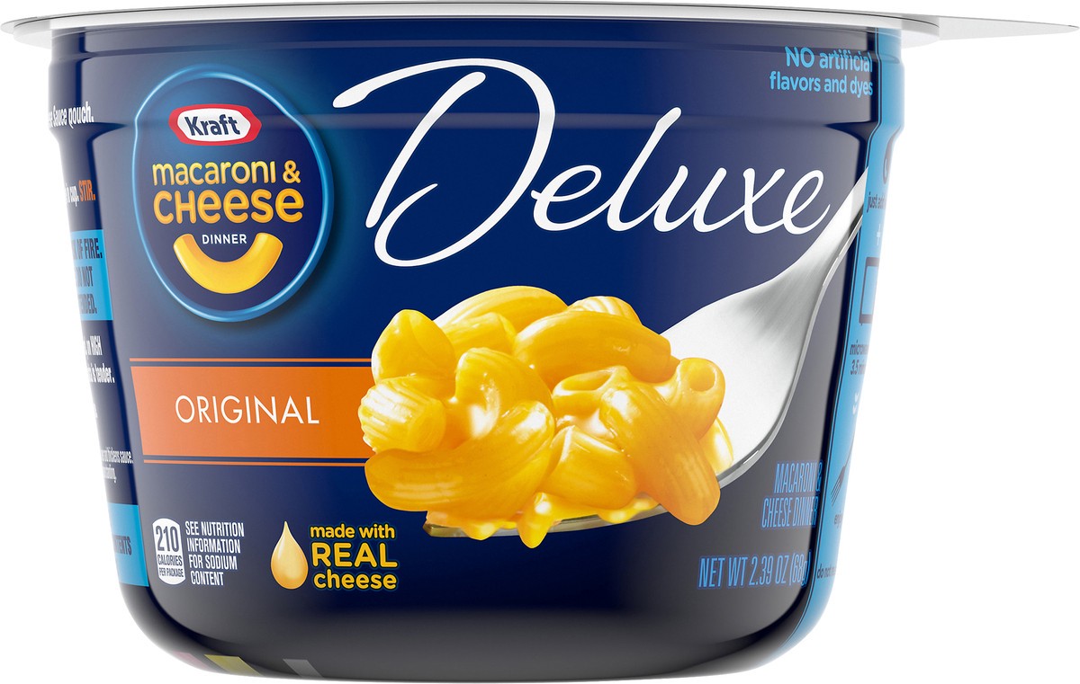 slide 6 of 9, Kraft Deluxe Original Macaroni & Cheese Easy Microwavable Dinner, 2.39 oz Cup, 2.39 oz