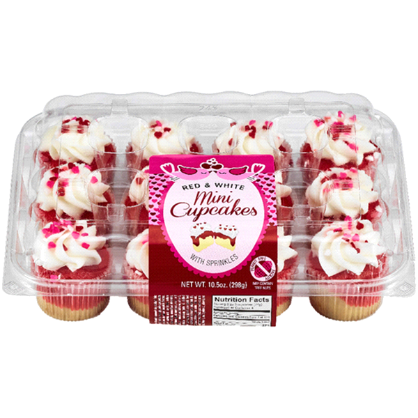 slide 1 of 10, LaBree's Bakery Red And White Mini Cupcakes, 12ct , 10.5 oz