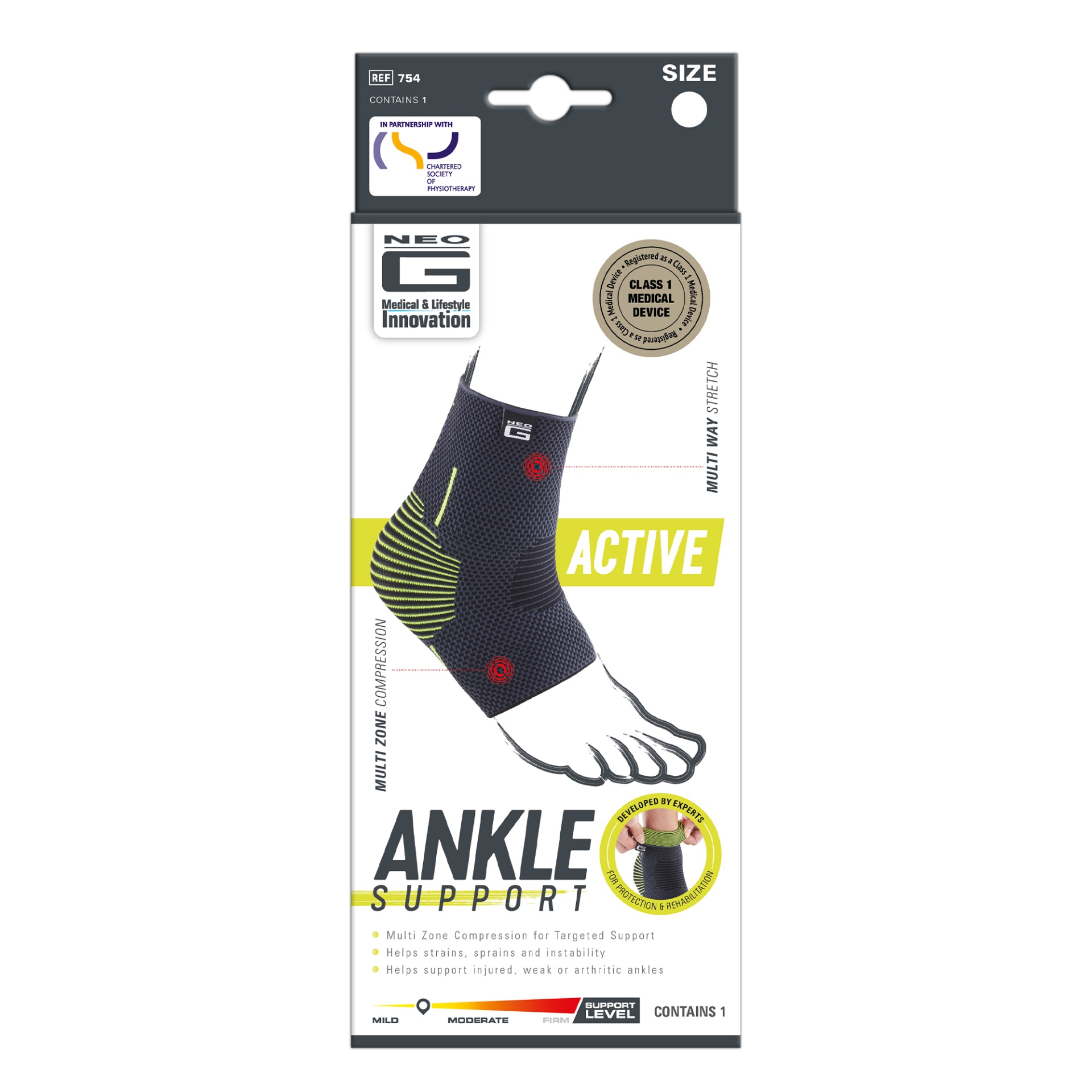 slide 1 of 1, Neo G Active Ankle Sup - L, 1 ct