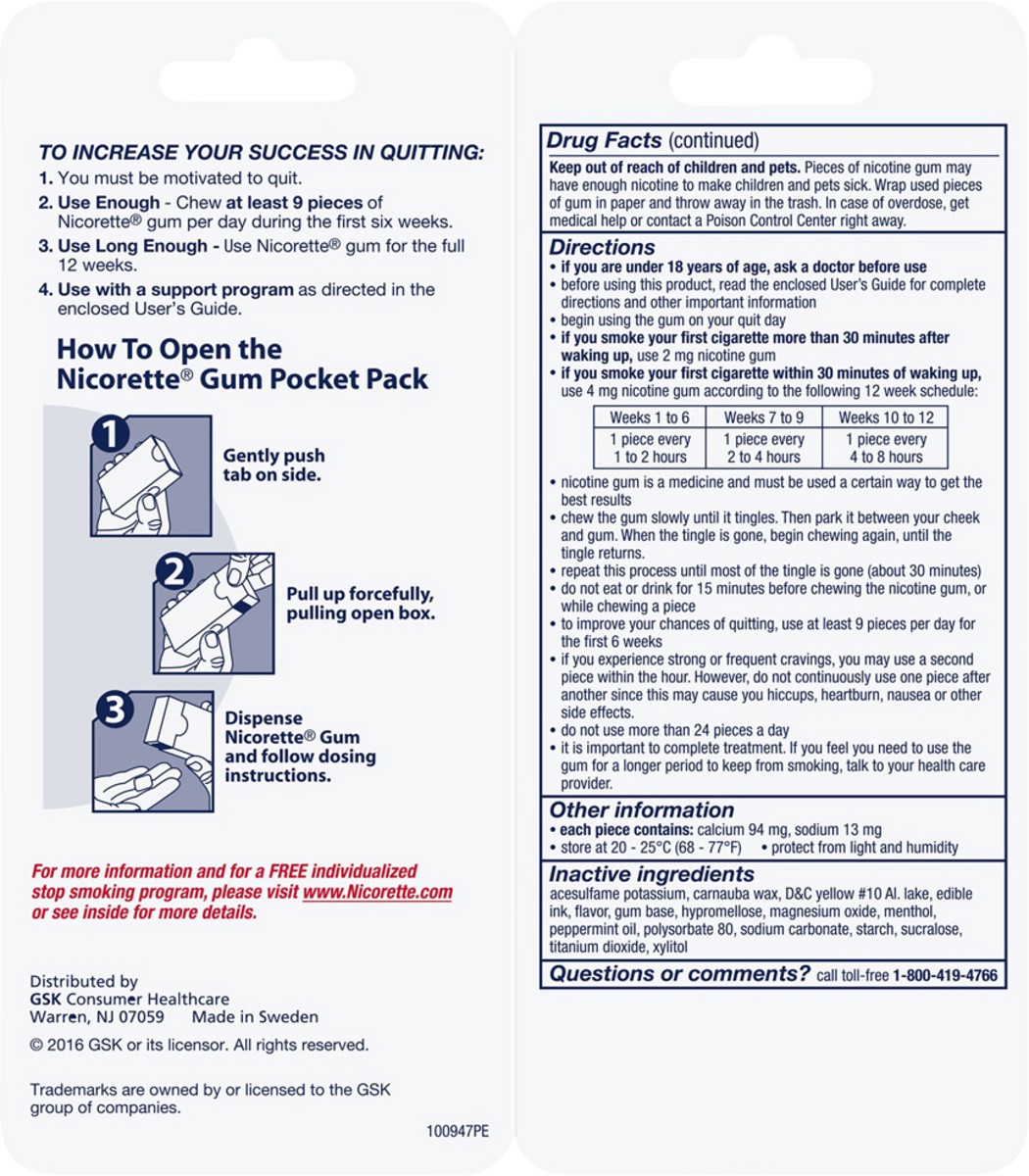 slide 2 of 12, Nicorette Pocket Pack Gum 4 mg White Ice Mint Stop Smoking Aid 20 ea, 20 ct