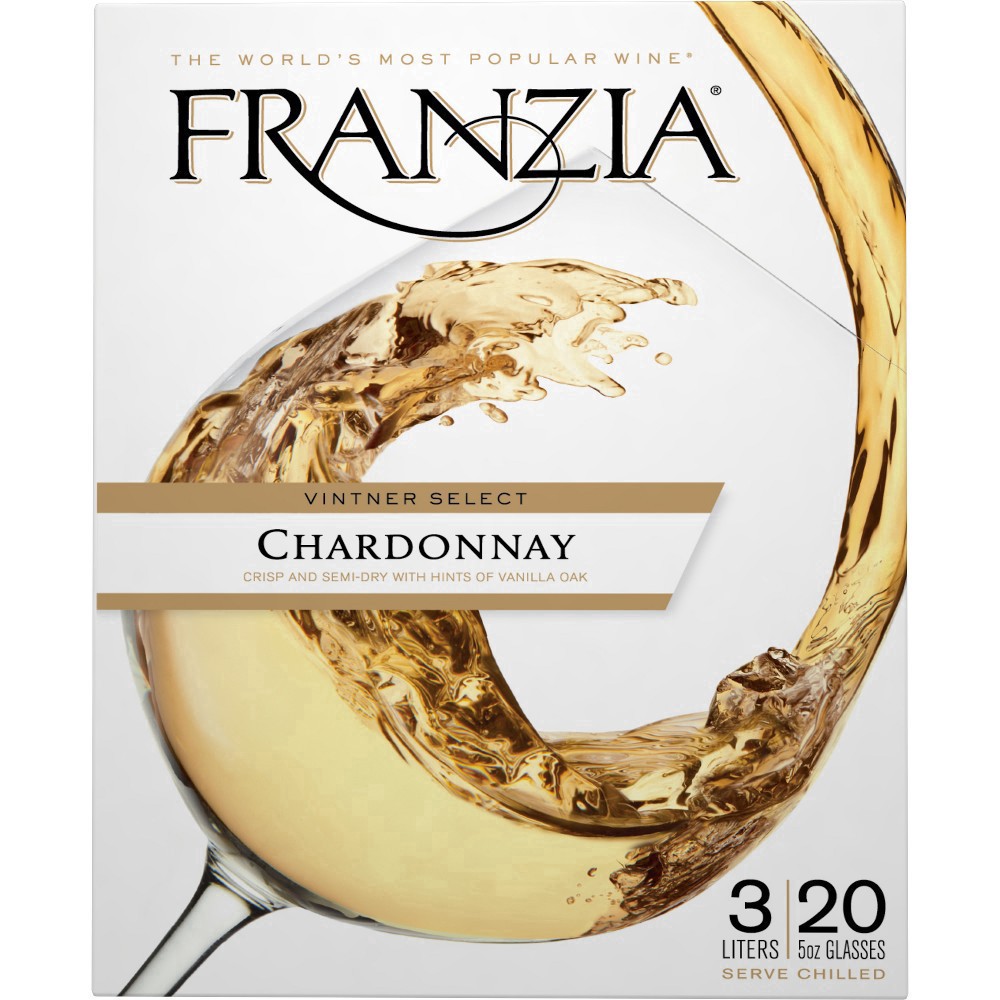 slide 10 of 12, Franzia Chardonnay, White Wine, American, 1 ct, 3L Box, 3 liter