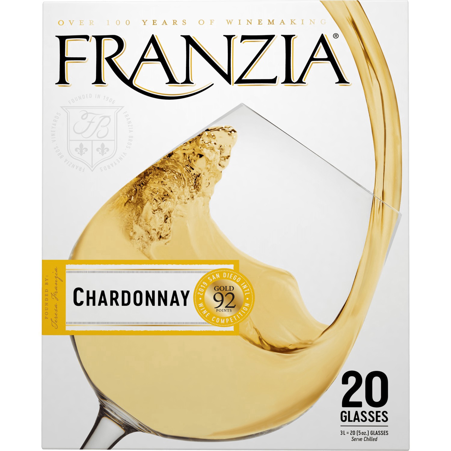 slide 5 of 12, Franzia Chardonnay, White Wine, American, 1 ct, 3L Box, 3 liter