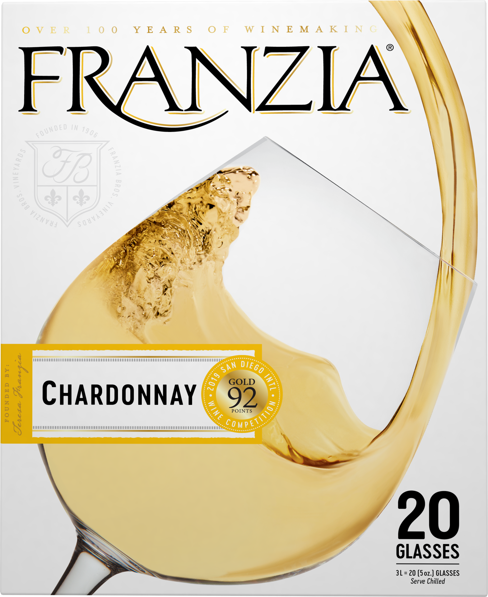 slide 4 of 12, Franzia Chardonnay, White Wine, American, 1 ct, 3L Box, 3 liter