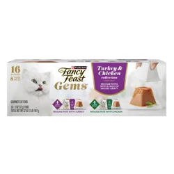 Purina Fancy Feast Gems Pate Mousse With Turkey And With Chicken Wet Cat Food Variety Pack - 4 Oz. Cup