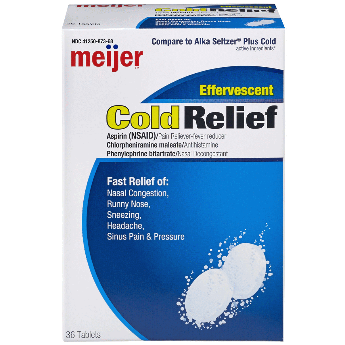 slide 1 of 1, Meijer Effervescent Cold Relief Tablets, 36 ct