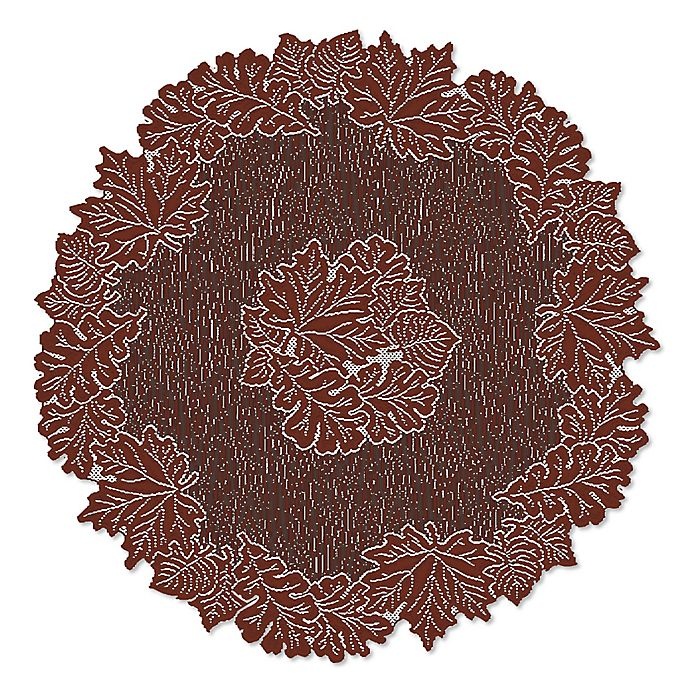 slide 1 of 1, Heritage Lace Leaf Round Table Topper - Dark Paprika, 36 in