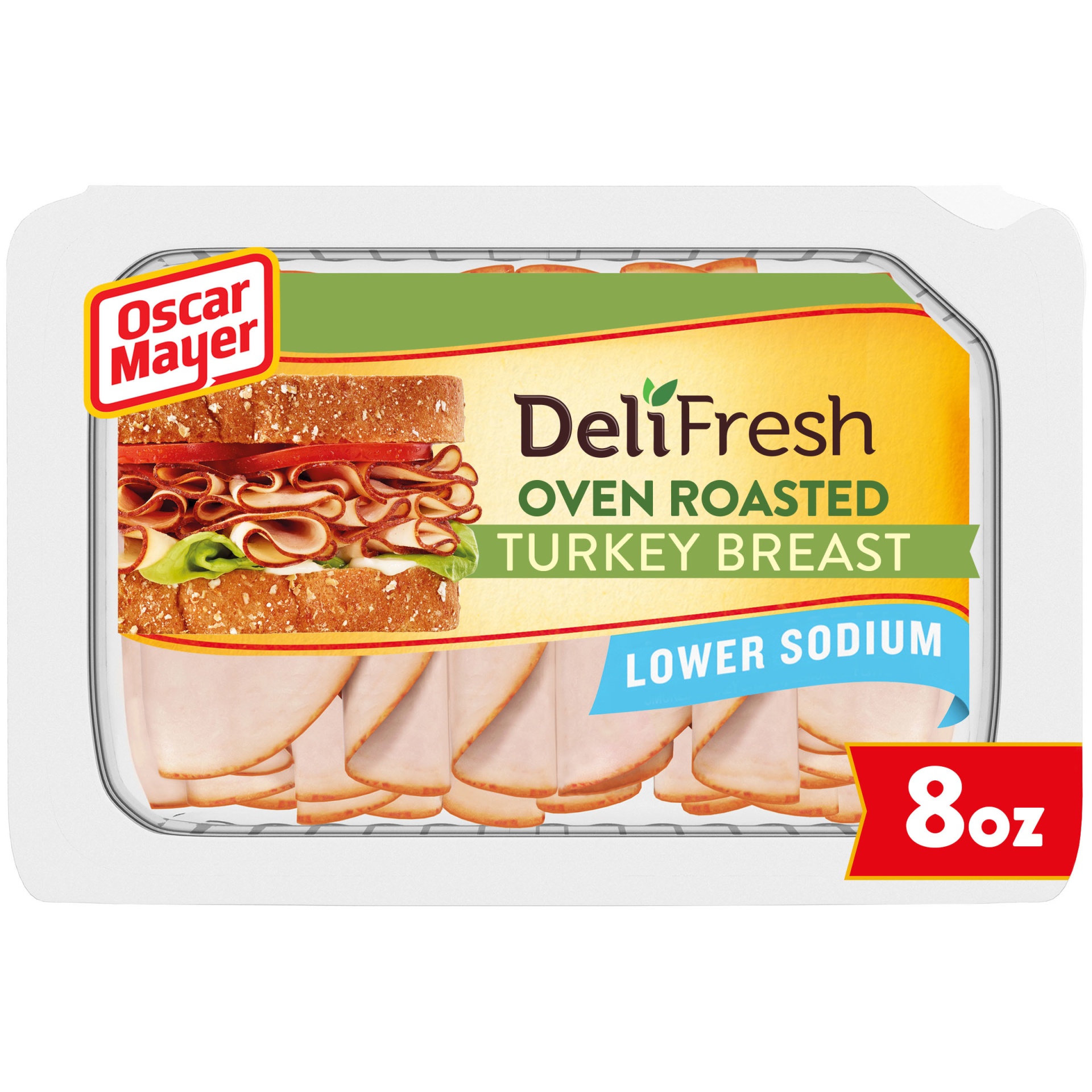 slide 1 of 6, Oscar Mayer Deli Fresh Oven Roasted Turkey Breast Sliced Lunch Meat with 32% Lower Sodium Tray, 8 oz