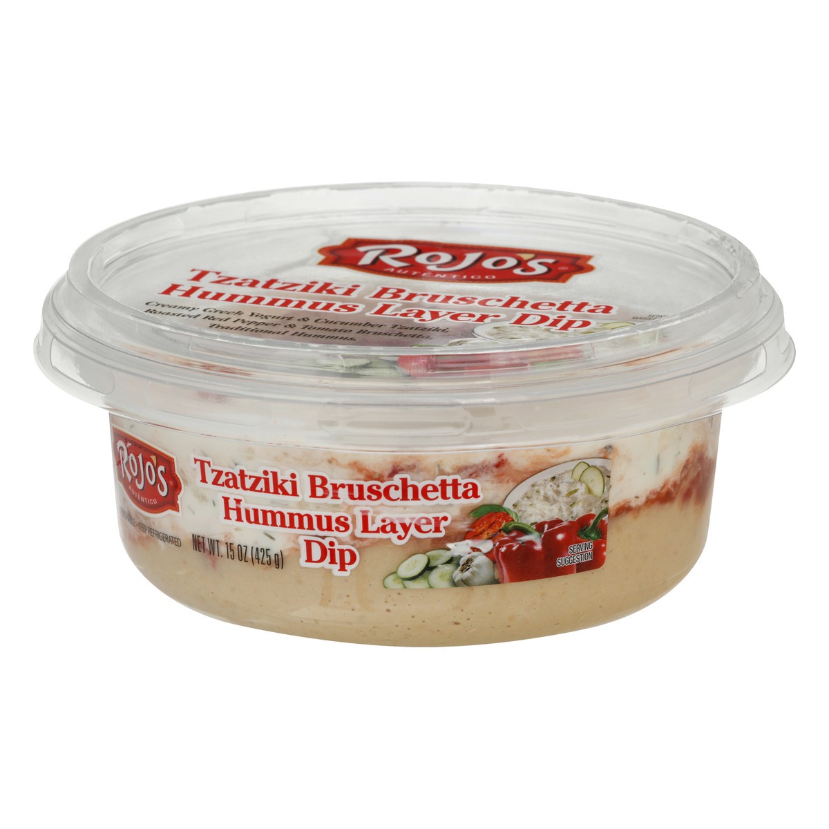 slide 6 of 12, Rojo's Tzatziki Bruschetta Hummus Layer Dip 15 oz, 15 oz