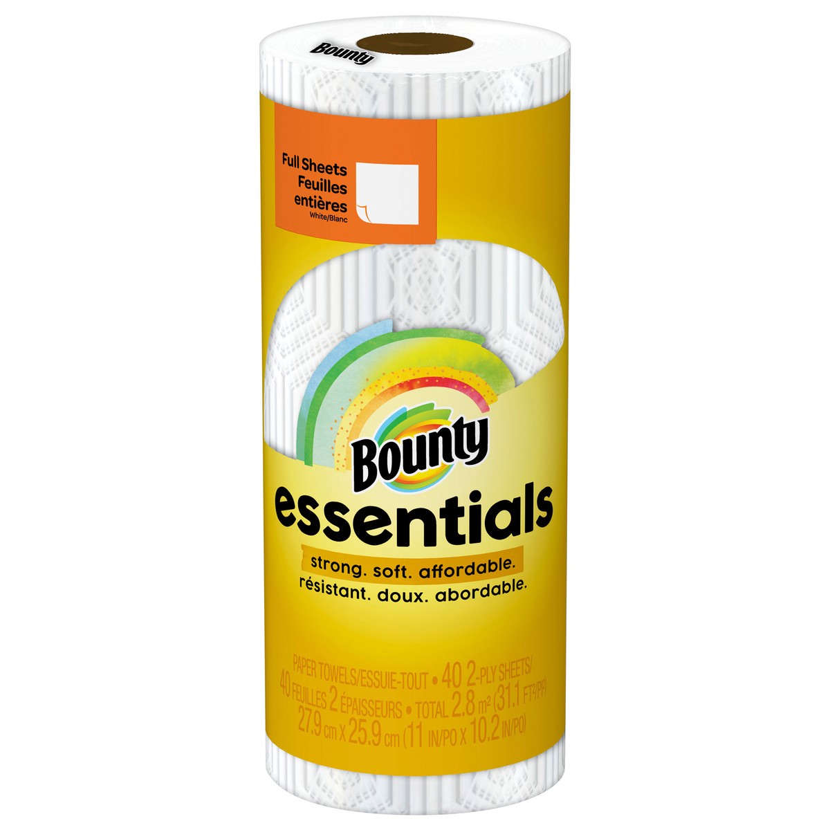 slide 1 of 9, Bounty Essentials Paper Towels, White, 1 Regular Roll, 1 Count, 40 ct