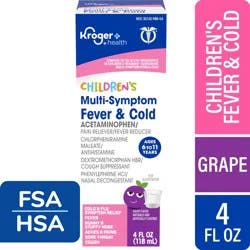 Kroger Children's Grape Flavor Multi-Symptom Fever & Cold Liquid