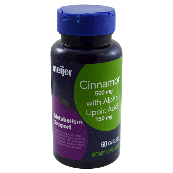 slide 1 of 1, Meijer Cinnamon with Alpha Lipoic Acid, 500 mg, 150 mg, 60 capsules