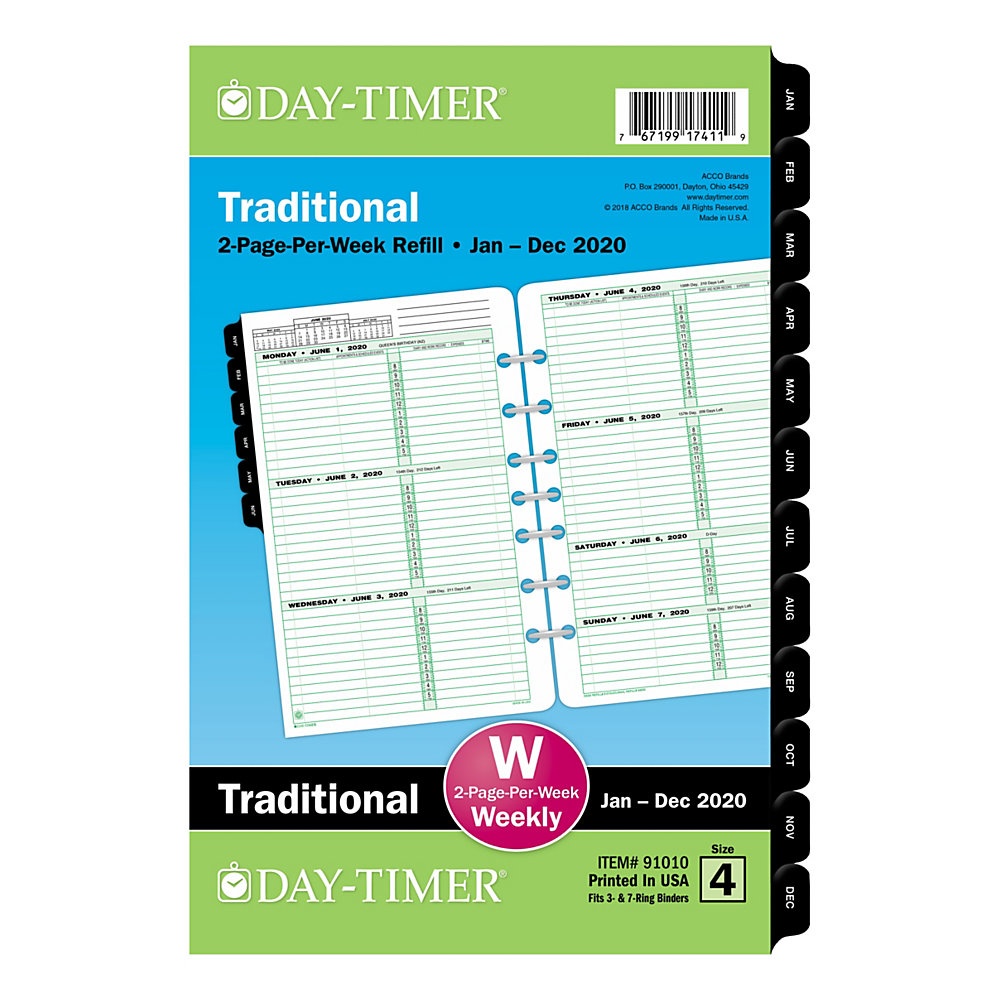 slide 1 of 1, Day-Timer Classic Weekly Refill, Desk Size, 5-1/2'' X 8-1/2'', January To December 2020, 910102001, 1 ct