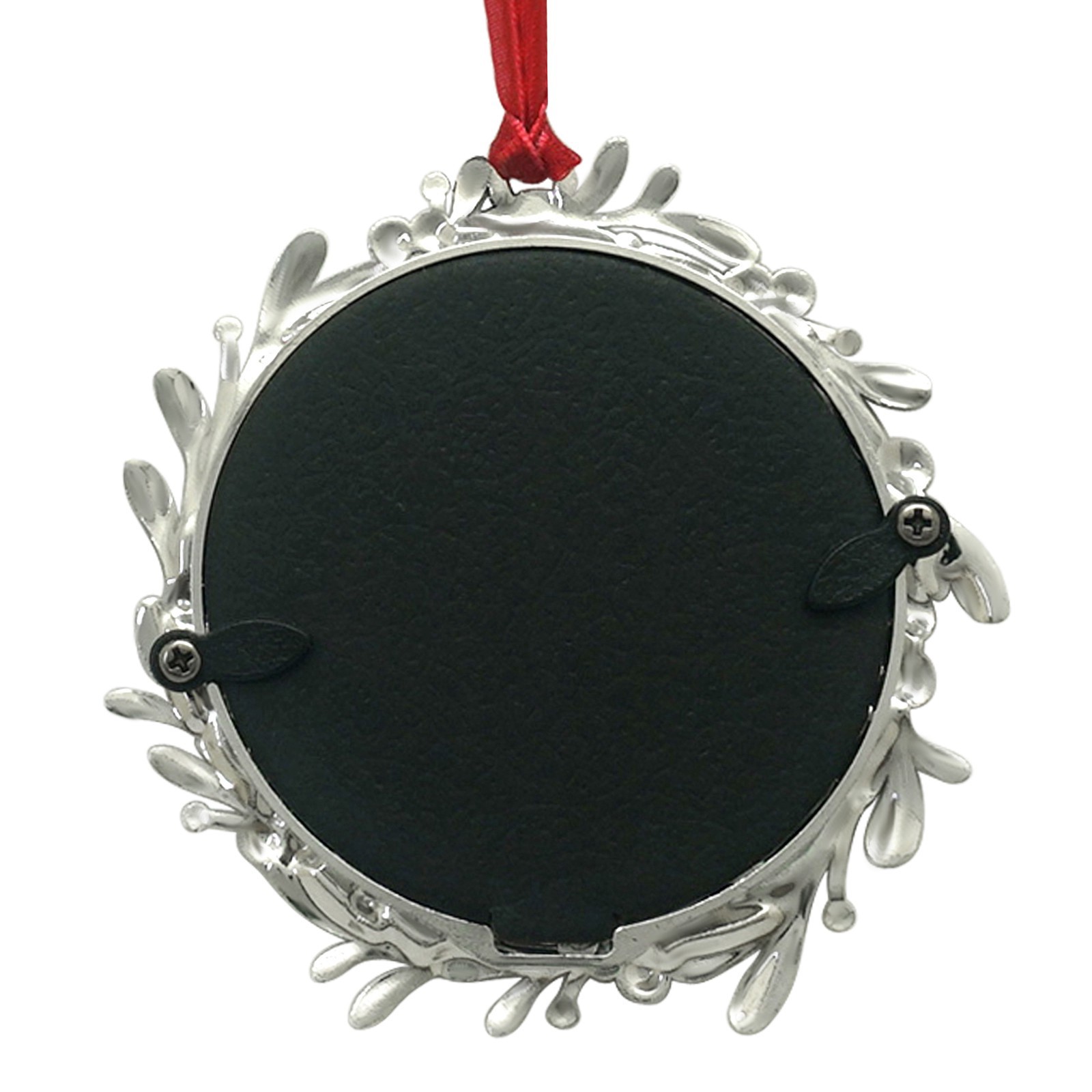 slide 3 of 3, 2.5" X 2.5" Silver Round Mistletoe 2025 Metal Ornament Frame By Studio Decor, 2.5 in x 2.5 in