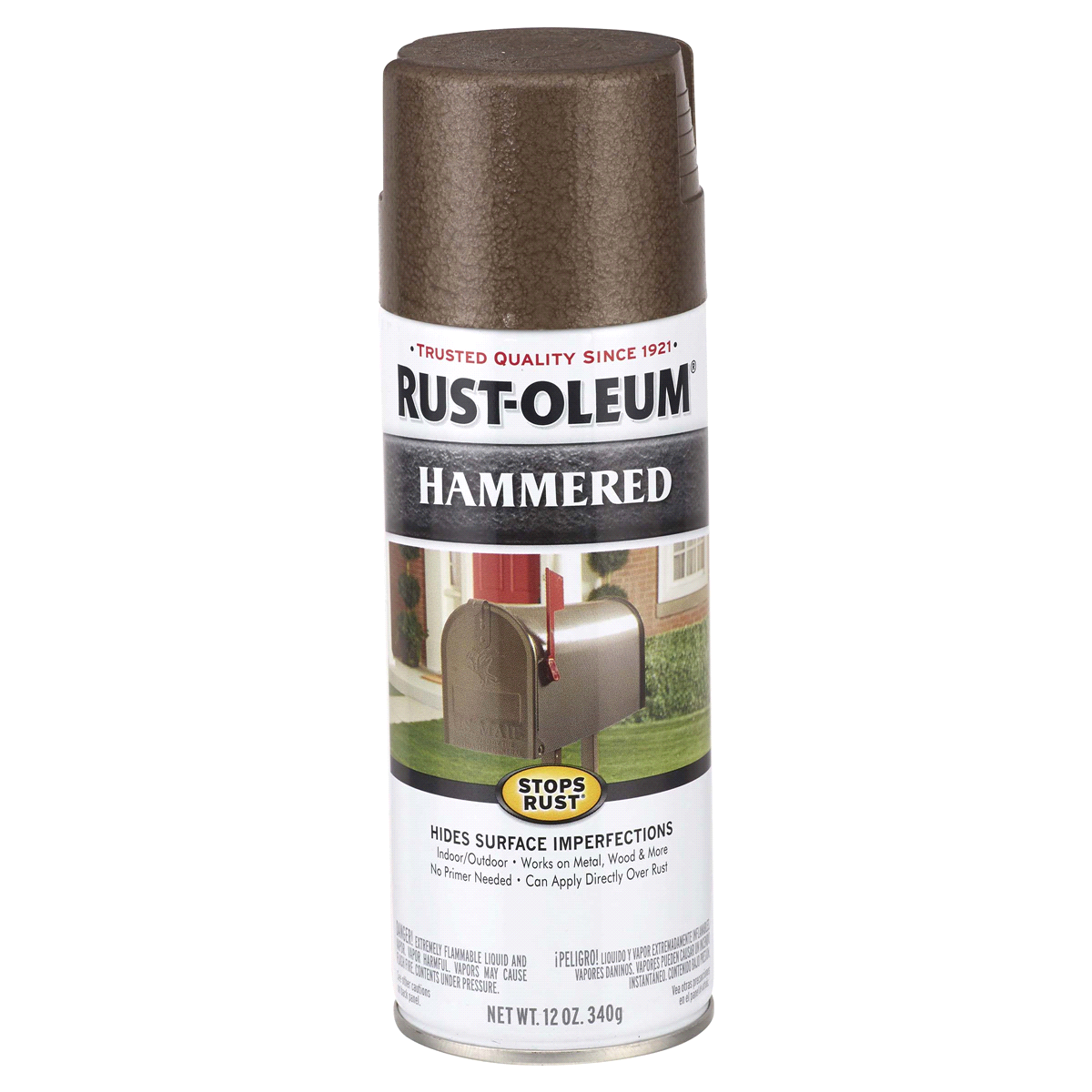 slide 1 of 9, Rust-Oleum Stops Rust Protective Hammered Metal Finish Spray Paint - 210880, Brown, 12 oz