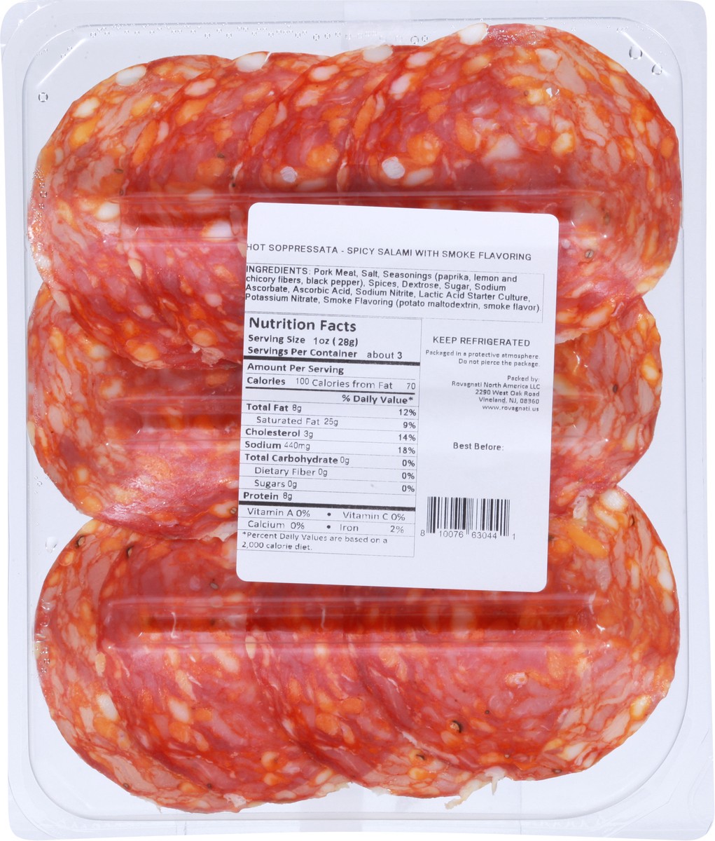 slide 5 of 9, Rovagnati Hot Soppressata Smoke Flavoring Spicy Salami with Smoke Flavoring 3 oz, 1 ct