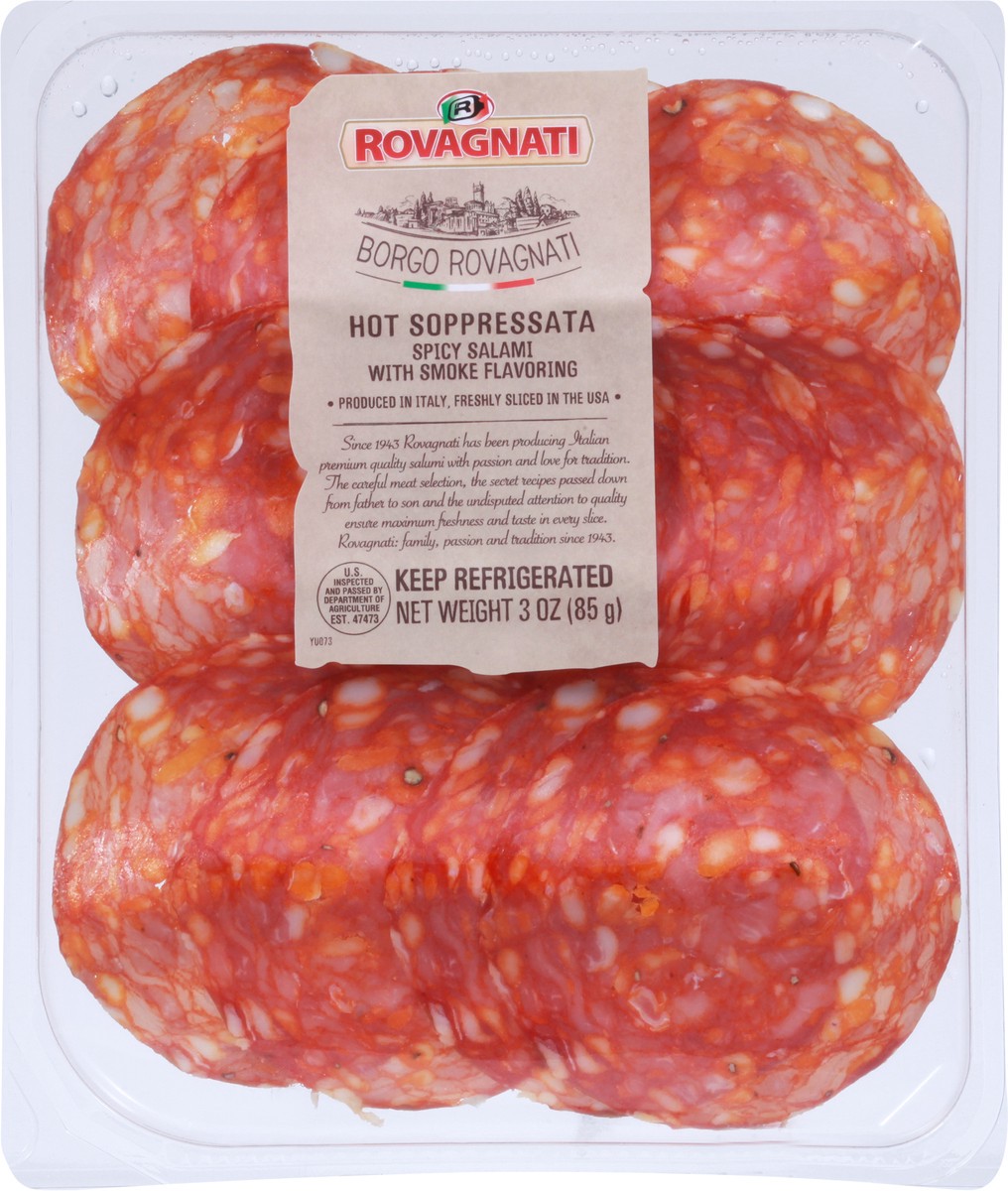 slide 9 of 9, Rovagnati Hot Soppressata Smoke Flavoring Spicy Salami with Smoke Flavoring 3 oz, 1 ct