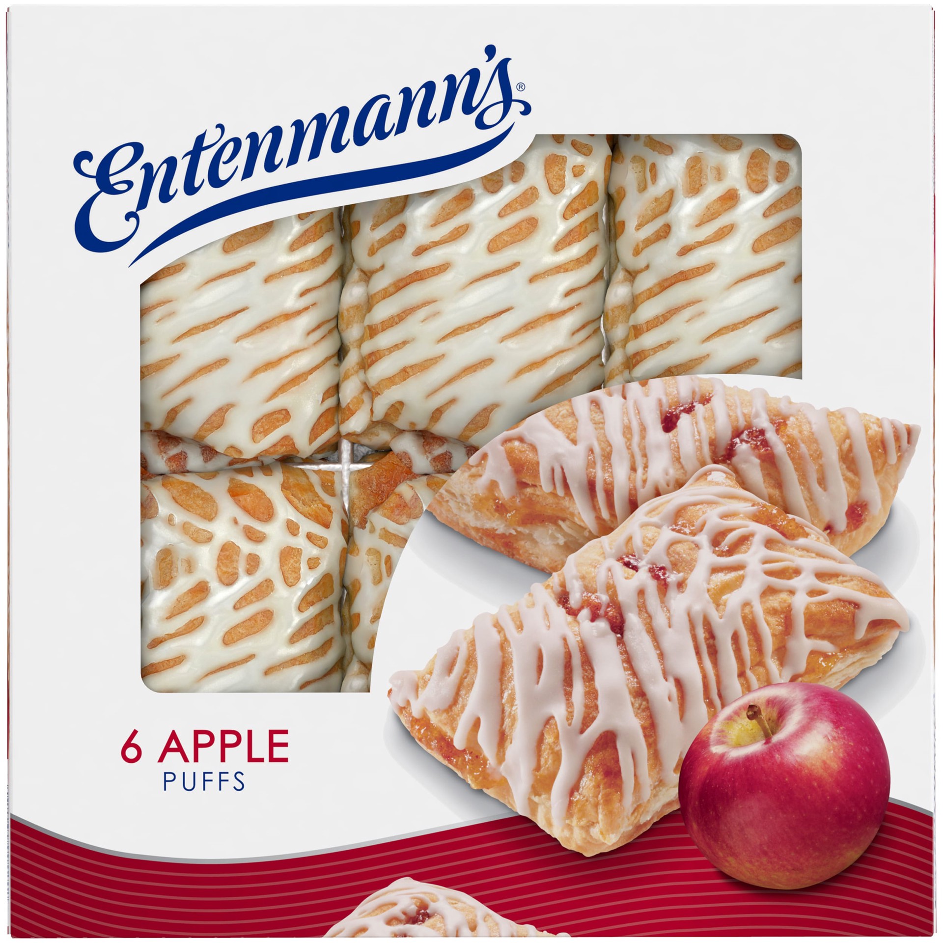 slide 1 of 5, Entenmann's Apple Puffs, 6 count, Pastries, 19 oz Box, 6 ct