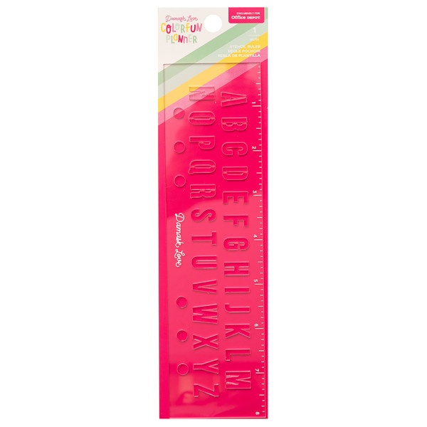 slide 1 of 2, American Crafts Damask Love Colorfun Planner Acrylic Alphabet Stencil Ruler, 8'', Clear, 1 ct