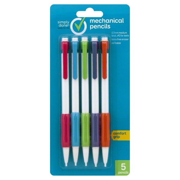 slide 1 of 1, Simply Done Mechanical Pencils With Grips, 5 ct