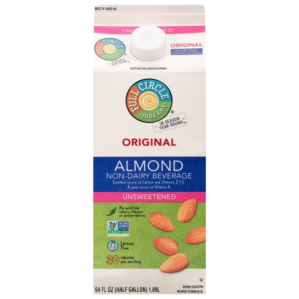 slide 1 of 6, Full Circle Market Rich & Creamy Unsweetened Almond Milk, 64 fl oz