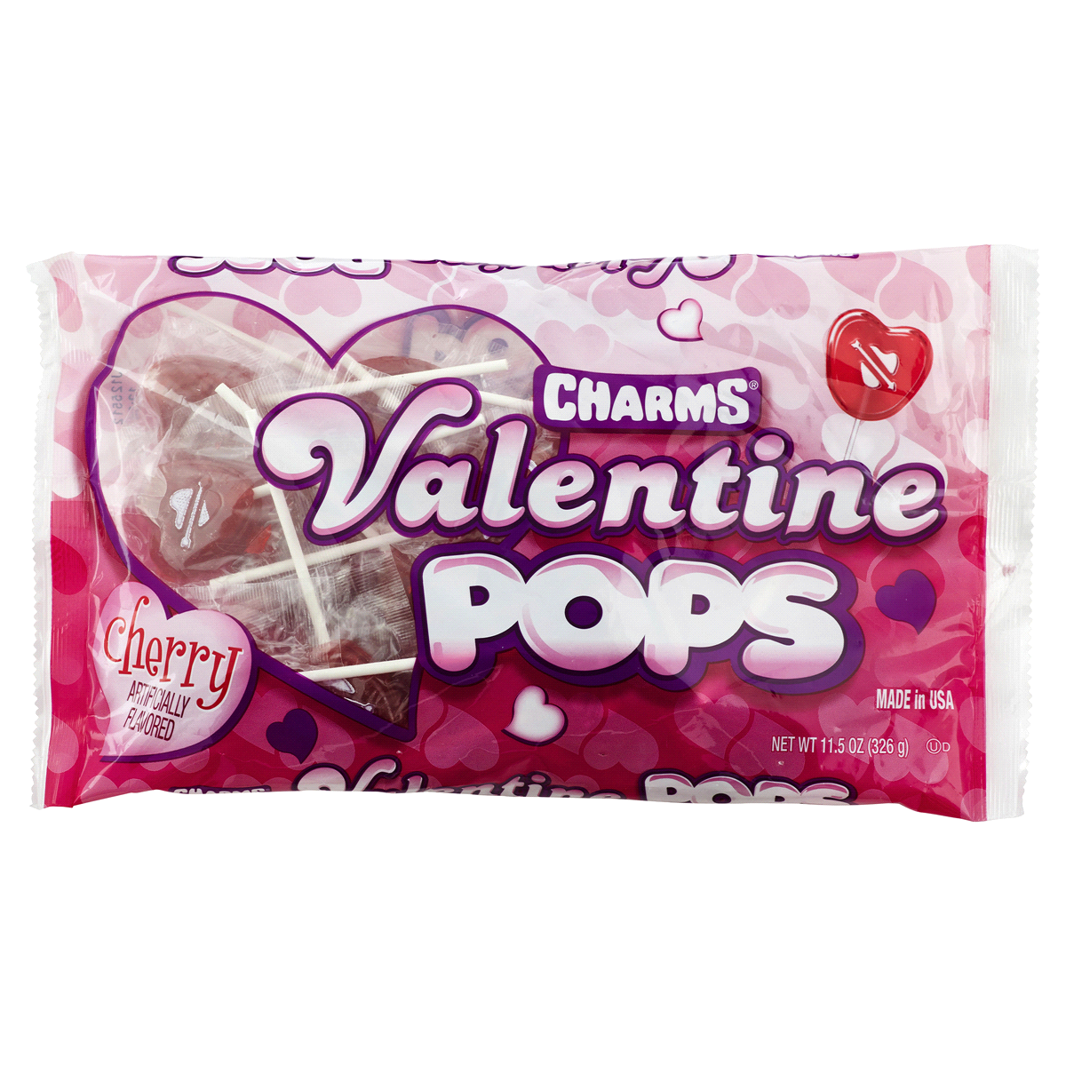 slide 1 of 2, Charms Valentine Cherry Pops, 11.5 oz