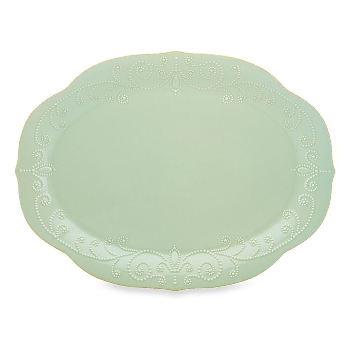 slide 1 of 2, Lenox French Perle Oval Platter - Ice Blue, 16 in