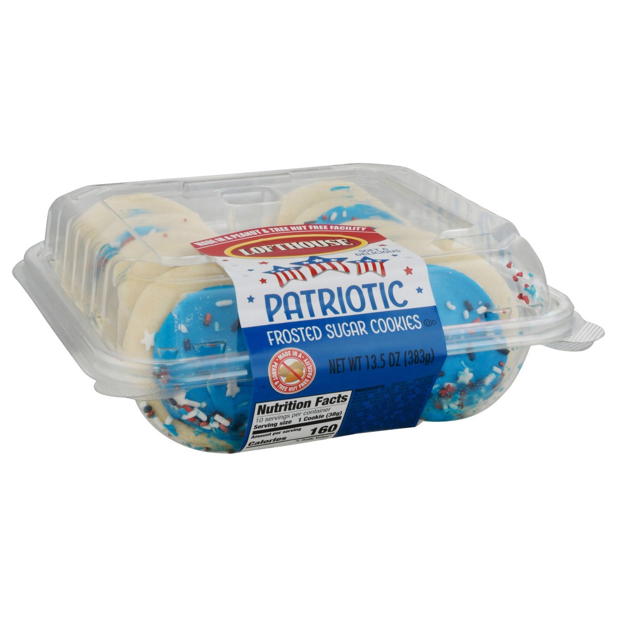 slide 2 of 9, Lofthouse Blue Frosted Sugar Cookies, Patriotic, 13.5 oz, 10 ct, 10 ct