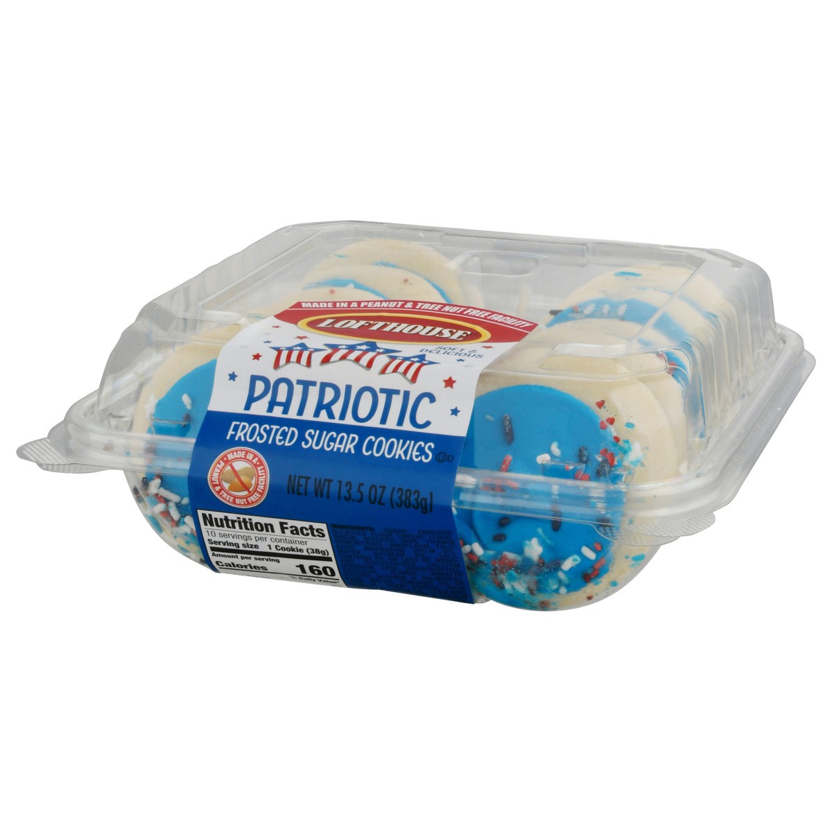 slide 3 of 9, Lofthouse Blue Frosted Sugar Cookies, Patriotic, 13.5 oz, 10 ct, 10 ct